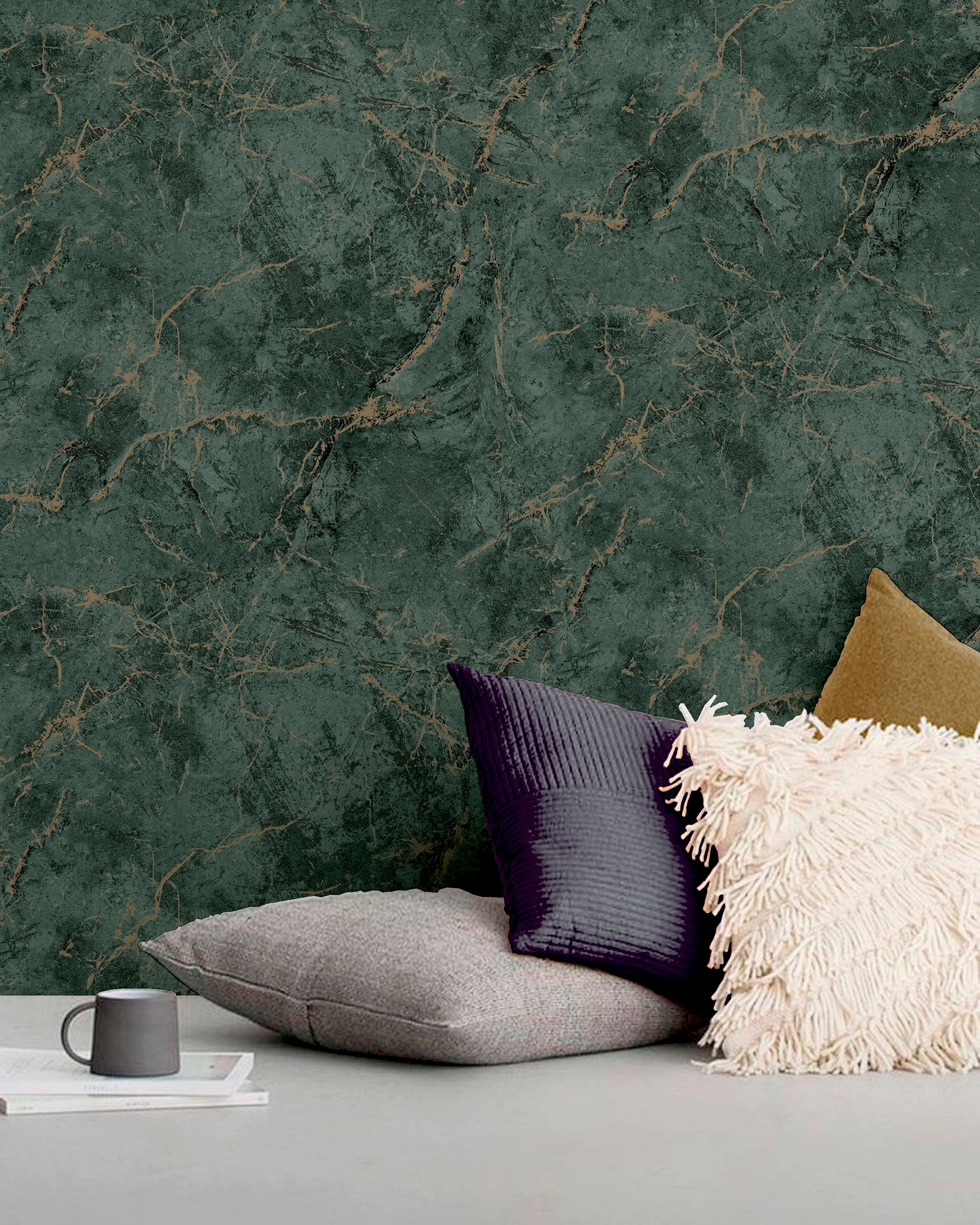 Grandeco Textured Vibes Thasoss Emerald Green Wallpaper Roll 10m x 53cm